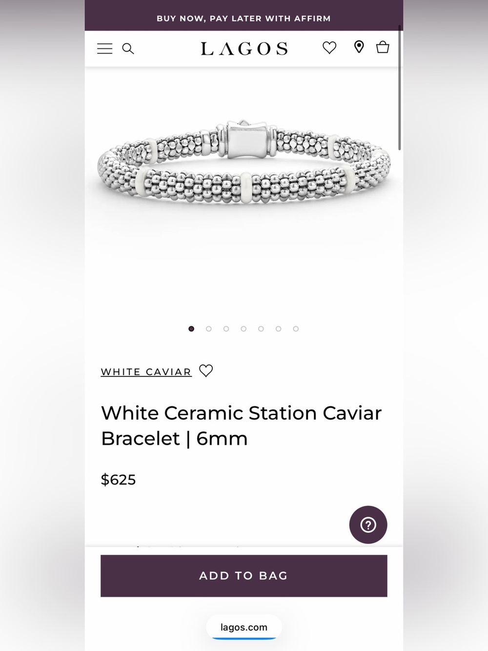 Lagos White Ceramic Station Caviar Bracelet | 6mm - Picture 3 of 4